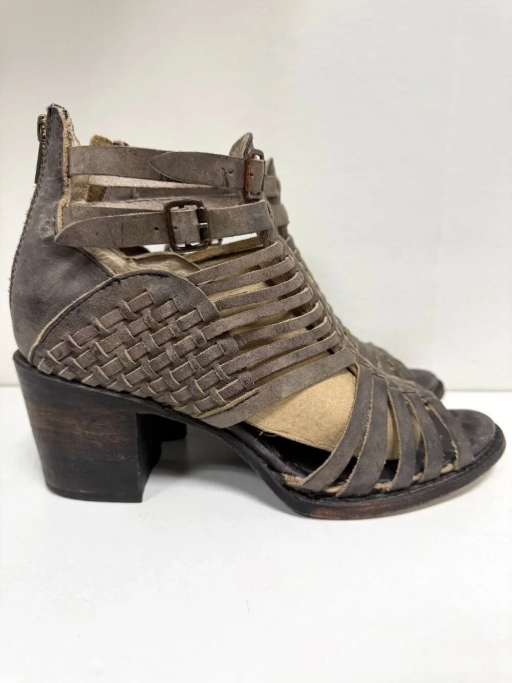 Freebird Todum Distressed Leather Wedge Sandal